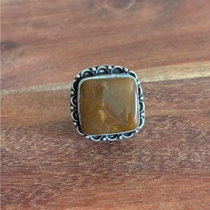 Vintage 925 Sterling Silver Vintage Real Agate Southwestern Roped 7.5